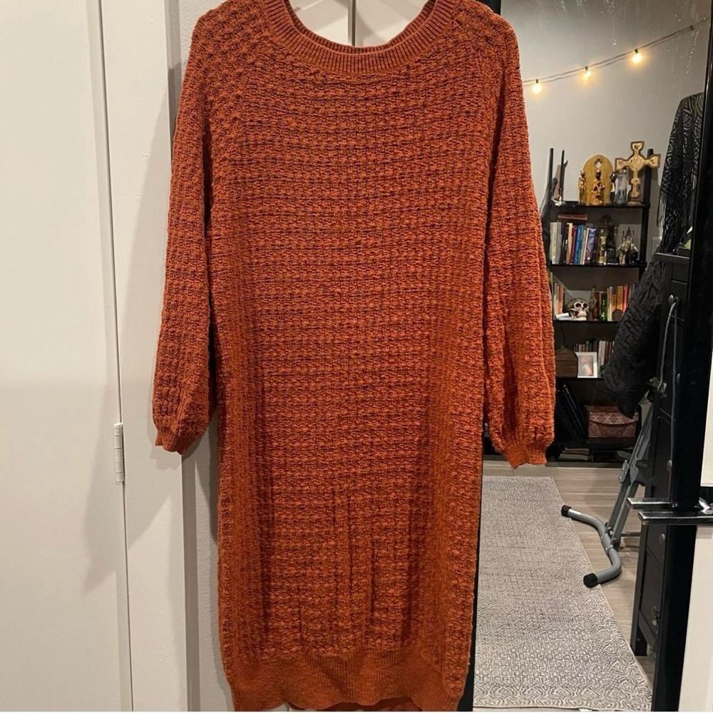 Rust Orange Knit Sweater Dress